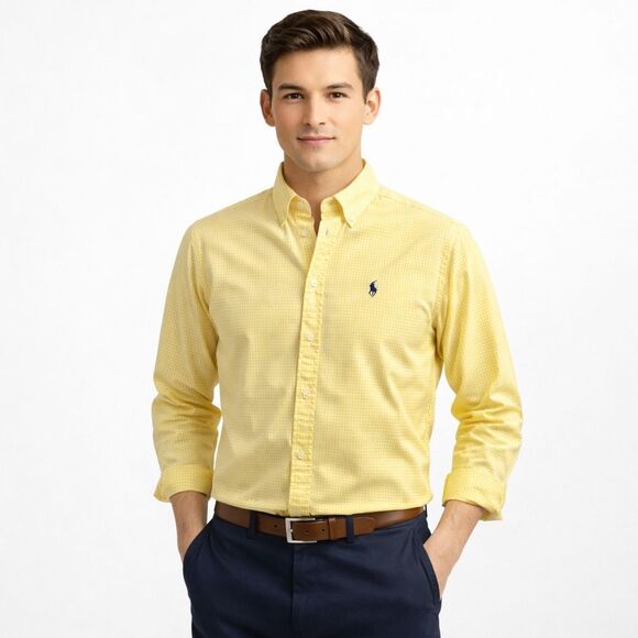 Ralph Lauren Other - Polo Ralph Lauren Men’s Yellow Gingham Button Down Oxford Shirt Pony Logo Large